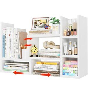 Desk Shelves Desktop Organizer White Office Storage Corner Bookshelf Table Top